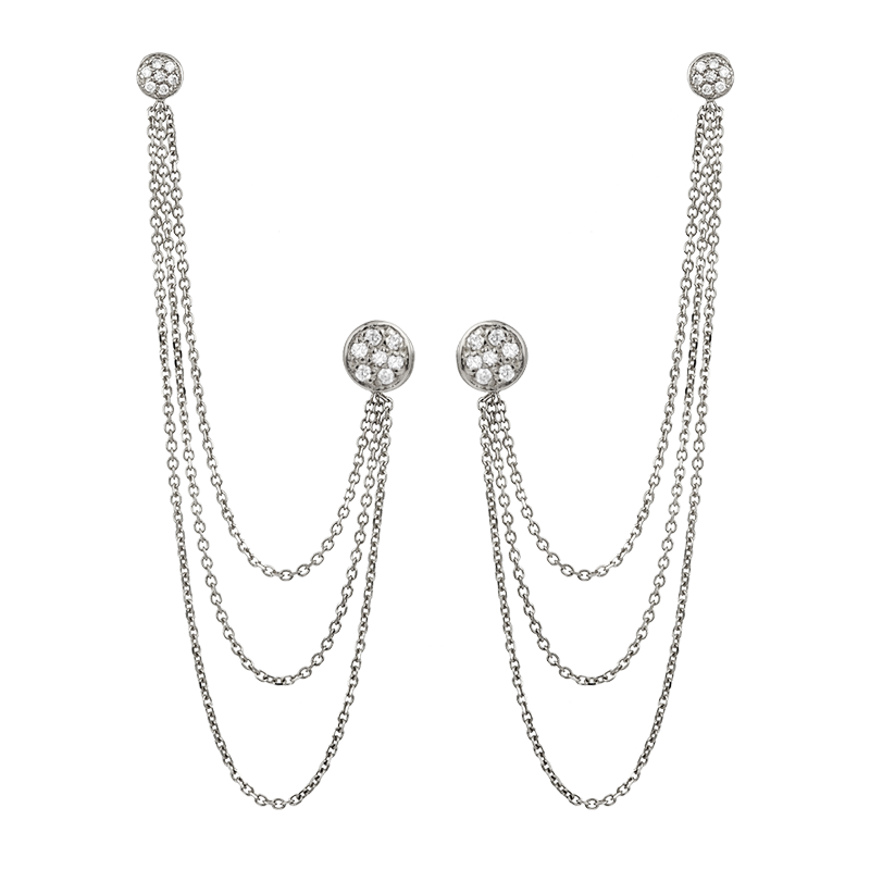 Disc Chain Ear Piece Pavé Manon Jewelry E Disc Chain Ear Piece Pave No Rim