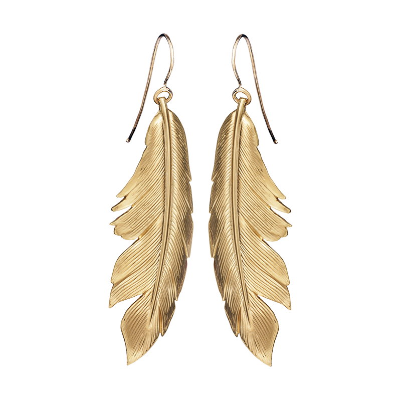 Feather Earrings Big | manon jewelry
