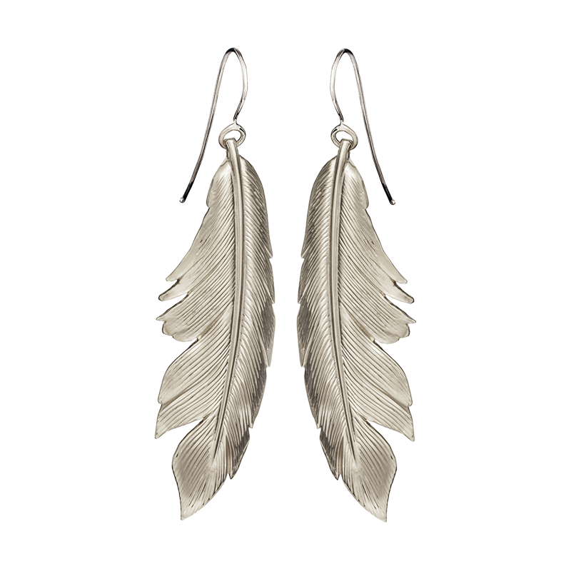 big white feather earrings