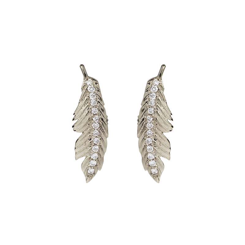 Feather Studs Mini Pavé | manon jewelry