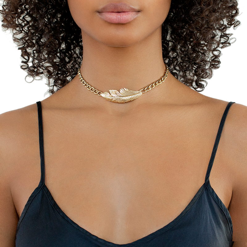 N-feather choker pave-onfig