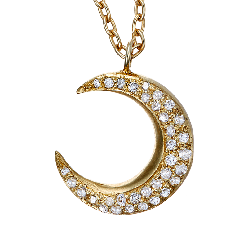 Moon Pendant Big Pavé | manon jewelry