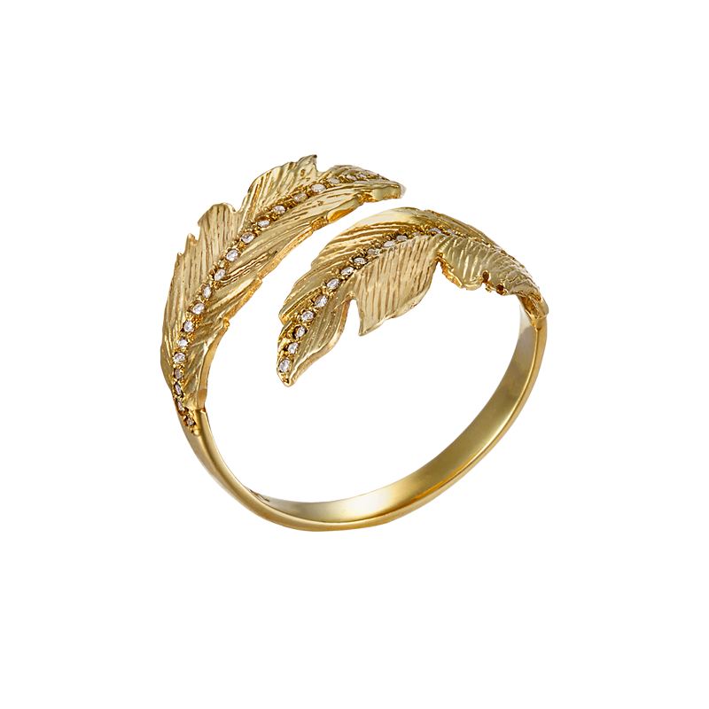 Feather Double Ring Pavé | manon jewelry
