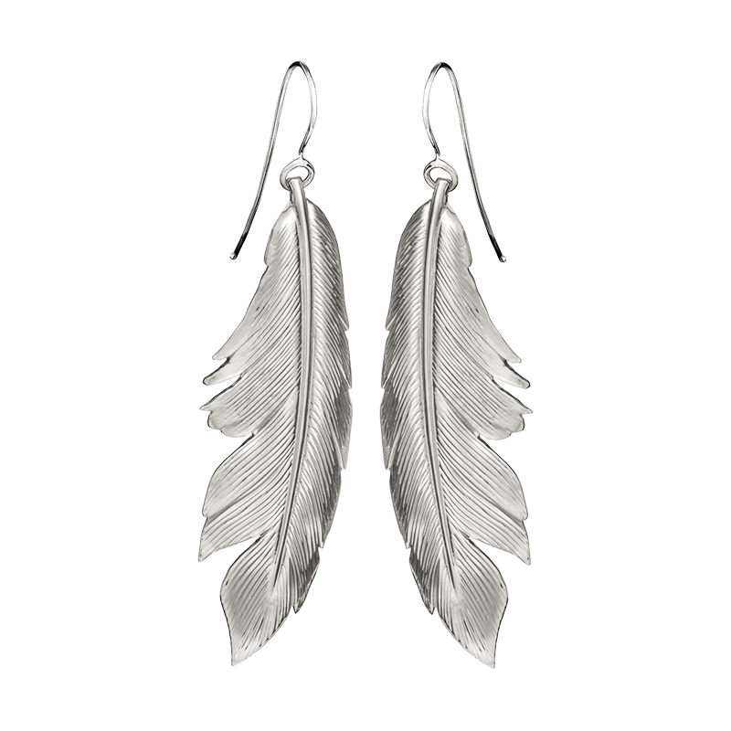 Feather Earrings Big | manon jewelry