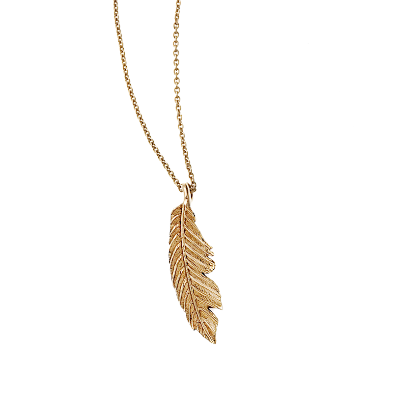 【MANON JEWELRY】 feather pendant necklace P-Feather_Pendant_Mini_y-