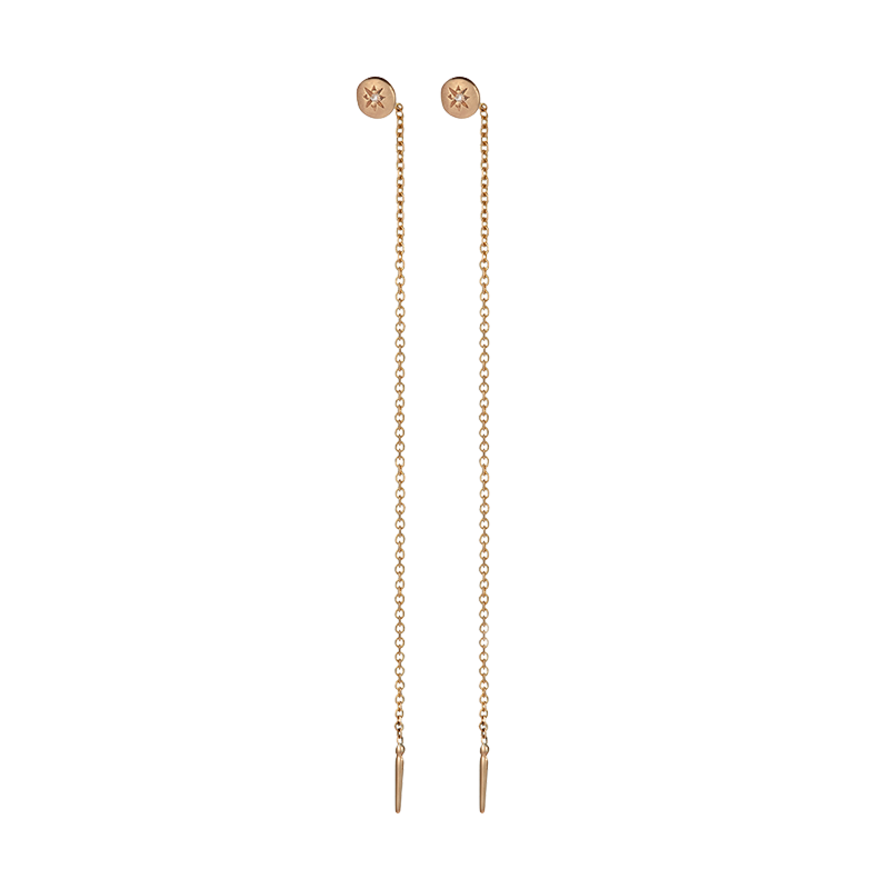 E-thread earring disc solit-long-85r