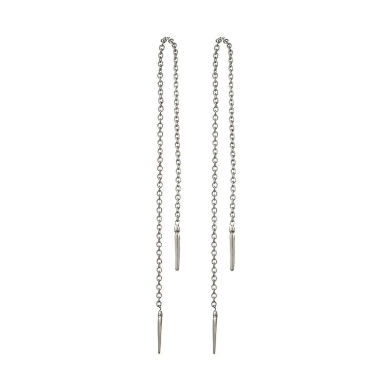 E-thread earrings spear chain-still-85ss