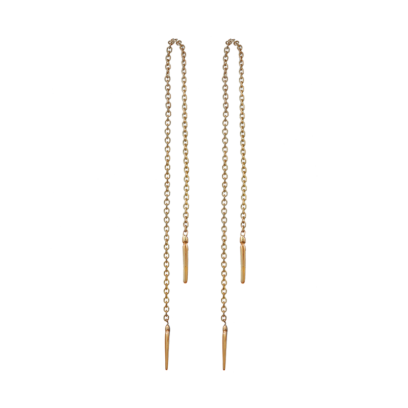 E-thread earrings spear chain-still-r85