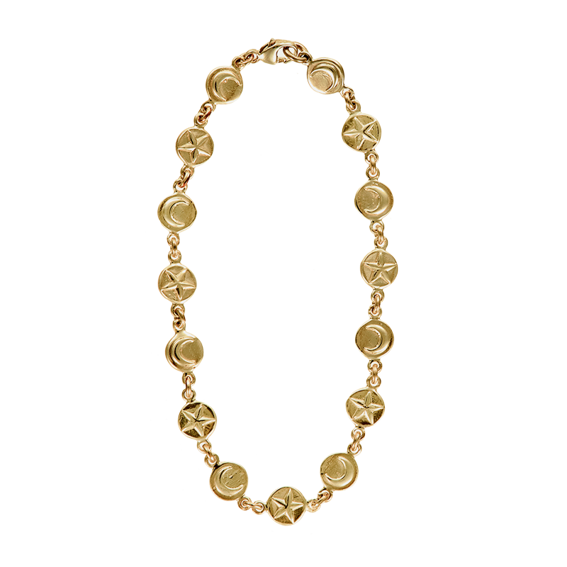 Moon Star Disc Bracelet-60-y4-90