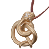 Snake Coil Pendant Big on Leather
