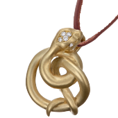 Snake Coil Pendant Big on Leather