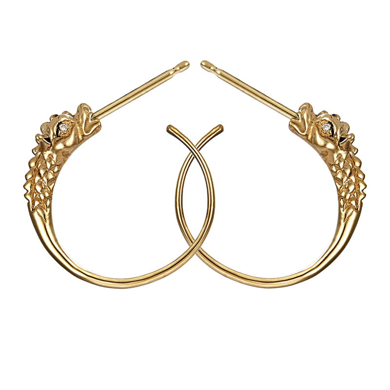 Dragon Hoop Earring-101-dbl-y90
