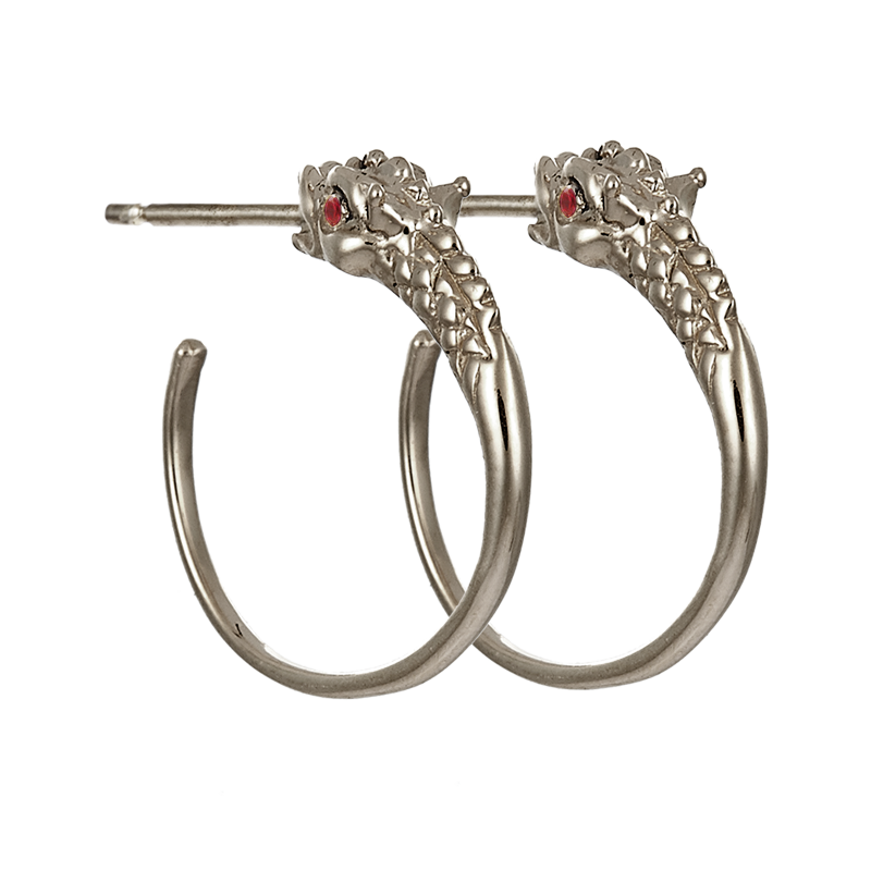 Dragon Hoop Earring-96-w90-ruby